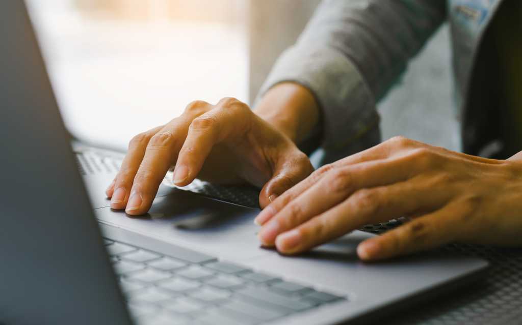 Typing at a computer